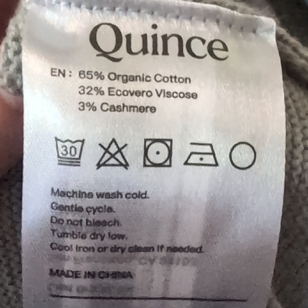 Quince NEW Lightweight Cotton Cashmere Link-Stitch Dolman Sweater Gray Medium - Picture 4 of 6